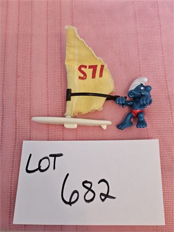 Original Vintage 1980 Peyo "Wind Surfer" Smurf Figurine