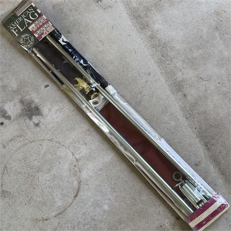 NEW - 3 x 5’ American Flag, Flag Pole and Bracket Set