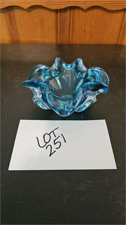 Murano Seafoam Thick Blue Glass Ashtray