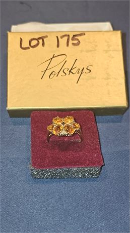 10k Amber Topaz Cocktail Ring Sz 10 2.8 dwt