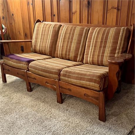 1930s/40s Red Maple Sofa w/ Original Cushions - Approx. 71 x 27 x 33"T