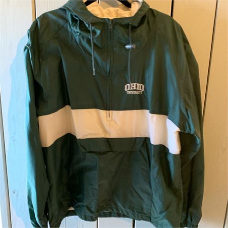 Charles River Apparel Ohio University Green & White Windbreaker Half Zip Jacket