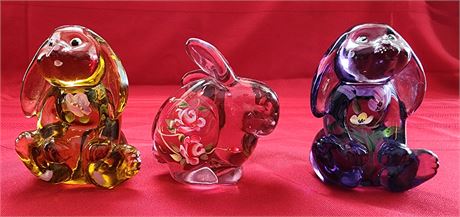 Fenton Lenox Glass Art Rabbits
