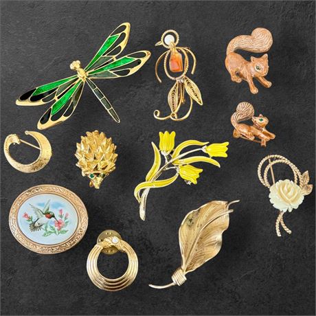 Mixed Brooch Lot - Enamel, Signed, Gold Filled.....