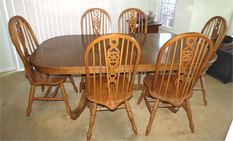 Dining Room Table, Leaf, 6 Chairs