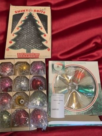 Vintage Shiny Brite and Santa's World Glass Christmas Ornaments