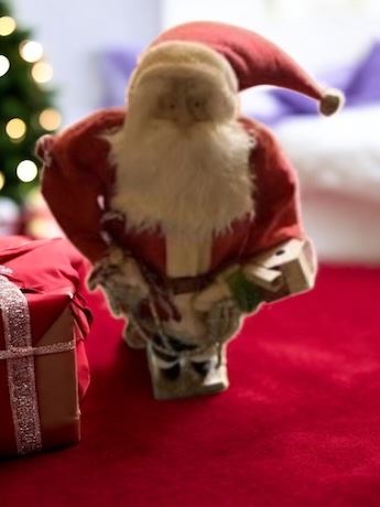 Galt Santa Claus Figurine Holding Mardi Gras Beads & Presents - 27 Inches Tall