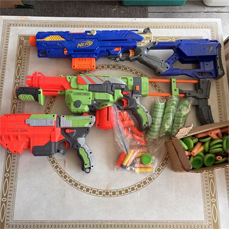 Collection of Nerf Guns and Ammo