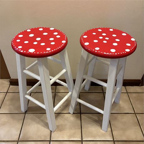 Pair of Painted Wood Stools