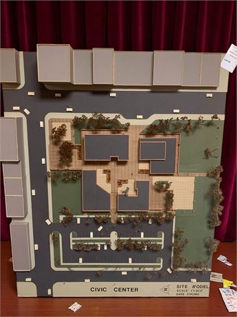 Civic Center Site Model Diorama Art by Dace Chomo - Scale 1"= 20'0" (Vintage)