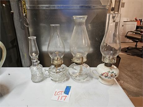 Mixed Clear Glass & Ceramic Oil Lamp Lot