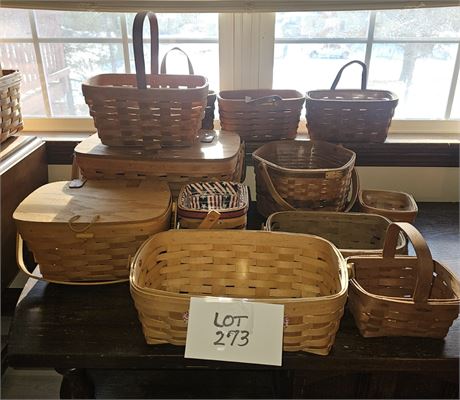 Mixed Longaberger Baskets- Sizes, Year & Style Vary