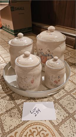 International China Marmalade Goose Canister Set & Mikasa Tray