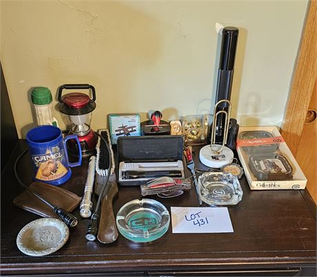 Mixed Misc Lot: Flash Lights, Ashtrays, Coasters & More