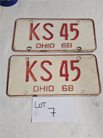 Vintage Ohio 1968 License Plates