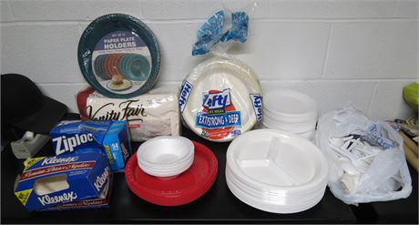 Disposable Plates, Napkins, Storage Bags, Etc