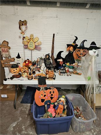 Large Mixed Halloween Lot:Yard Decor/Ceramic Pumpkins/Candle Holders & More