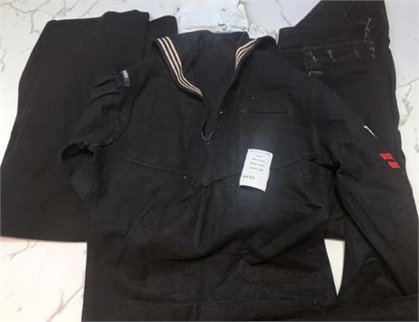 Vintage U.S. Navy Sailor Uniform Wool Cracker Jack Jumper Top/Trousers/Wt Shirt