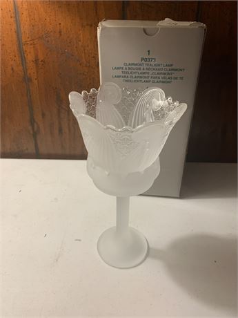 Vintage Clairmont Frosted Glass Tulip Tea Light Lamp - New In Box