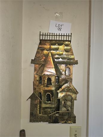 MCM Brutalist Style Metal Victorian House Sculpture