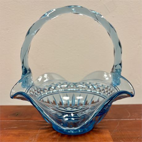Fenton Light Blue Art Glass Basket - 8" x 8"