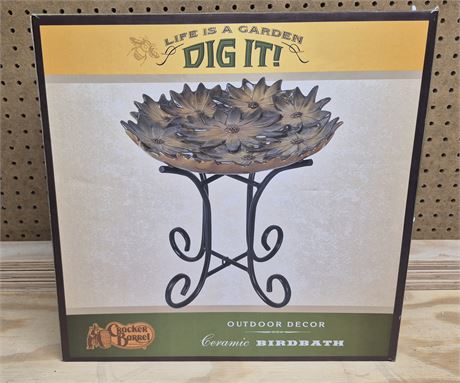 Cracker Barrel Ceramic Bird Bath