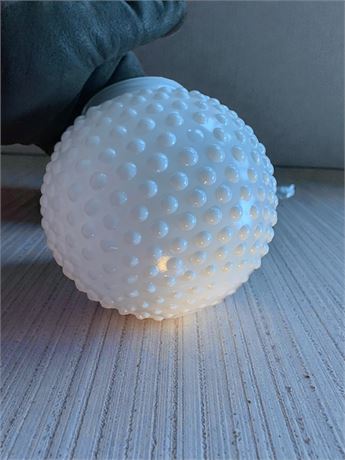 White Milk Glass Hobnail Globes & Kichler K-136 PB White Glass Fixtures