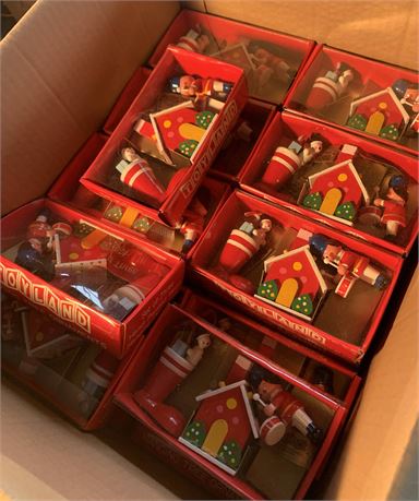 Vintage Toyland Handpainted Wood Tree Ornament Sets - 1 Box