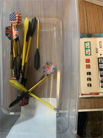 Radio Shack Electronic Blackjack 21 Handheld Game & Yard Dart Set - USA vs Brits