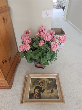 Faux Floral Basket & Art Prints