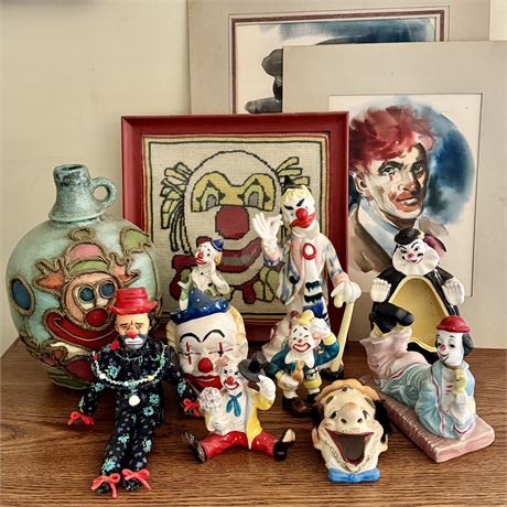 Variety of Vintage Clown Figurines