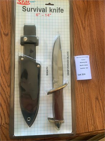 T&M Survival Knife W/Sheath Sealed In Original Packaging