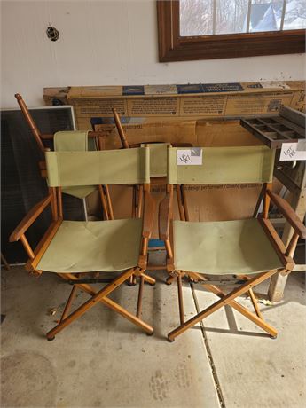 (4) Matching Wood & Canvas Folding Chairs