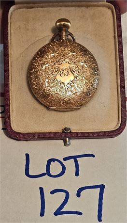 14K Elgin 1890's Gold Hunters Case Pocket Watch 35.6 dwt Total Weight