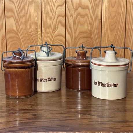 Vintage Stoneware Canister Crocks - Lot of 4