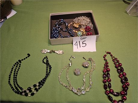 Vintage 1960's Era Glass & Beaded Necklaces & Earring Sets
