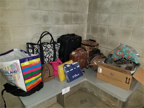 Mixed Luggage & Tote Lot- Sizes, Color, & Maker Vary