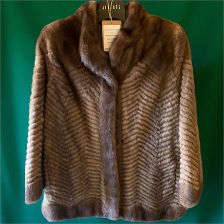 Vintage Weiss Genuine Real Mahogany Mink Denmark Fur Coat W/Berg Satin Interior