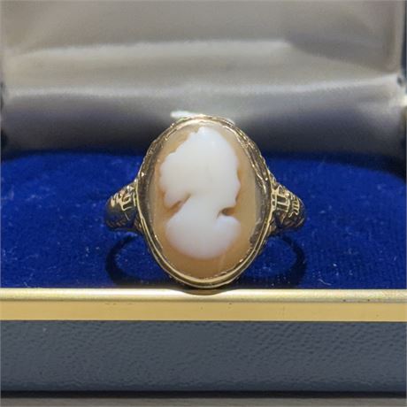 Antique 18k/20k Gold Cameo Ring - Size 8.5 - 3.5g