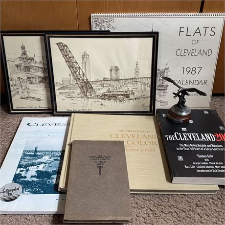 Cleveland Interested Lot! - Etchings of "The Flats", Various Books, Etc.