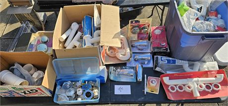 Large Lot Of Plumbing Supplies: PVC Pipe, Faucet Connectors, Hardware & More