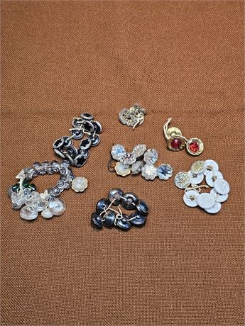 Antique Mixed Victorian Buttons - Rhinestone / Glass / Mixed Metal & More