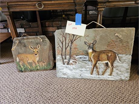 Local Artist Slate Deer Paintings