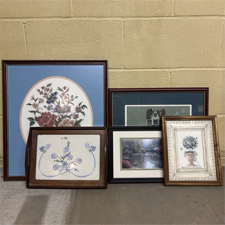 Mixed Lot of Framed Cross Stitch Wall Decor
