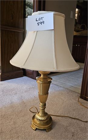 Brass Table Lamp with Cloth Shade