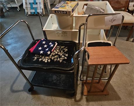 Mixed Household:Vintage Baby Fold Out Plastic Dresser,Games,Vintage Cart & More