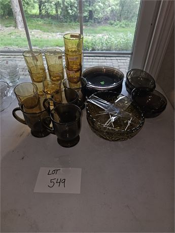 Mixed Amber Glasses / Bowls & Mugs - Maker & Color May Vary