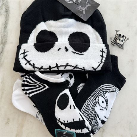 New The Nightmare Before Christmas - Pull Down Beanie, Socks, Disney Parks Pin