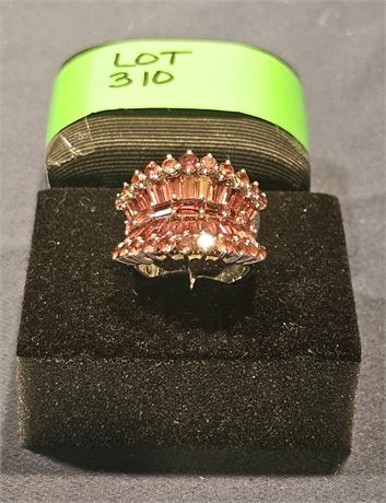 Sterling 925 SG Rhodite Cluster Ring Sz 10.5