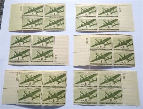 US Air Mail Stamps: 8 Cents "Twin Motored Transport Plane"